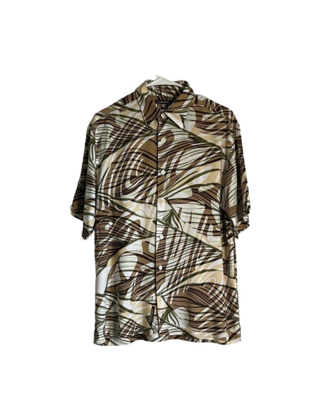 Cubavera Men's Brown and Cream Casual Shirt